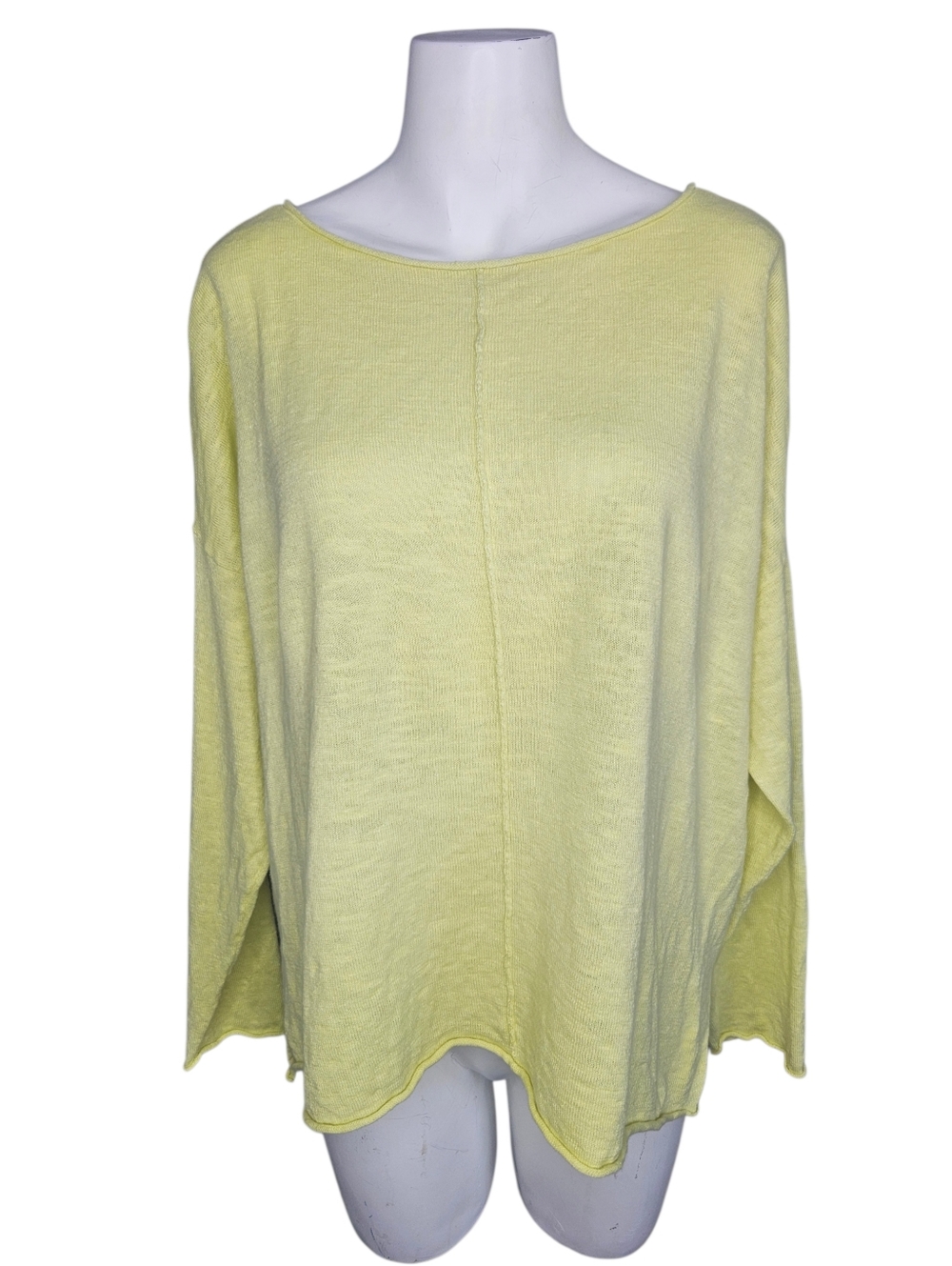 Eileen Fiisher Womens Organic Linen/Cotton Lightweight Flowy Green Sweater Sz Lg